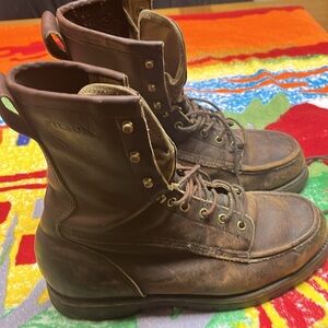 Filson Uplander Boots Brown Leather Uppers 9 EE Made In USA MOC TOE